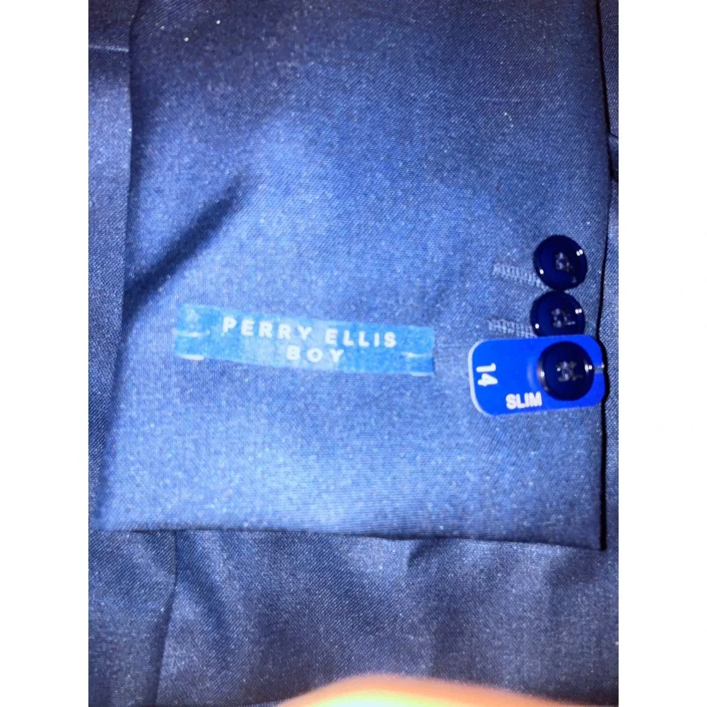 Perry Ellis Boys Blue Two Button Single Breasted Blazer Suit Jacket Size 14 NWT